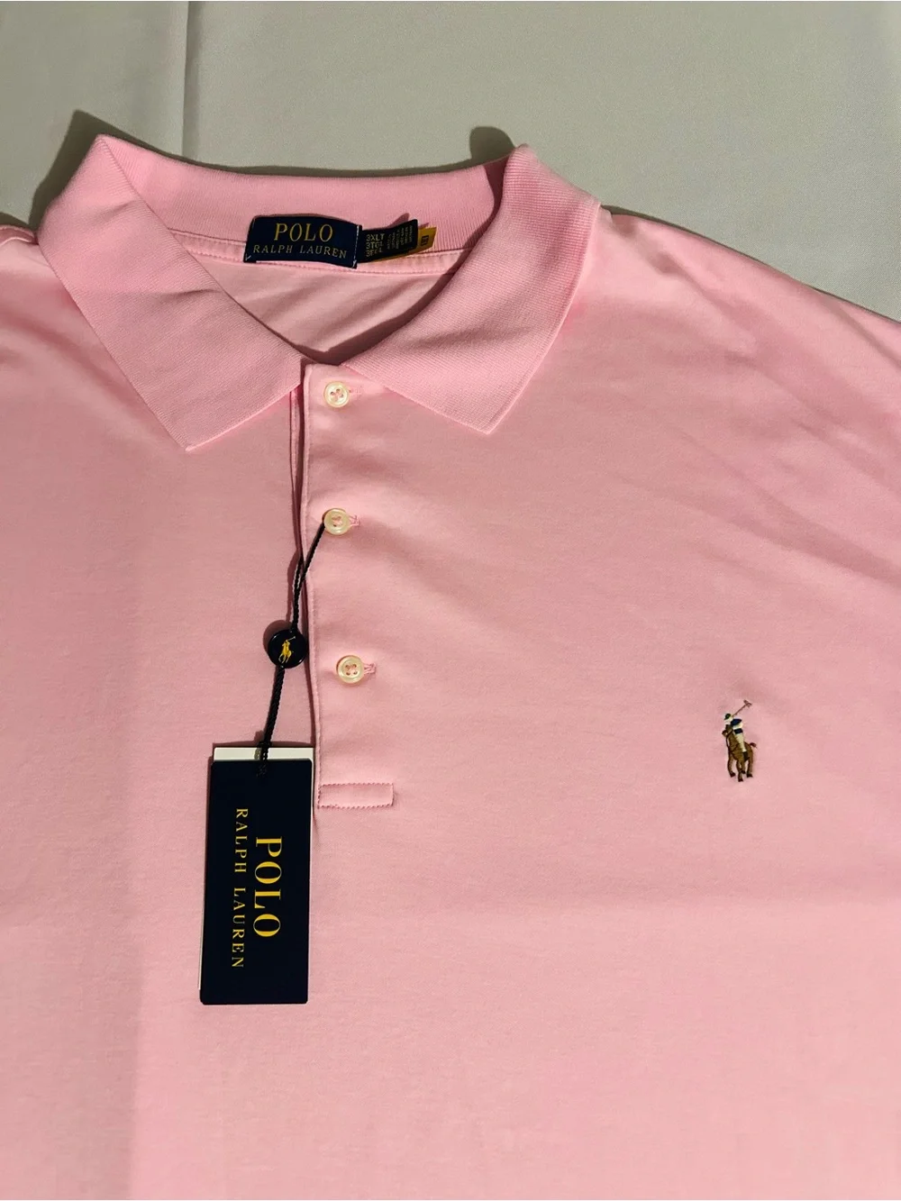 Ralph Lauren Men’s Polo Shirt in Pink with Embroidered Colored Pony 3XLT